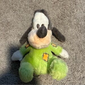 Disney Park Baby Goofy Green Pajamas Bell Rattle Plush Stuffed Animal Toy 9"